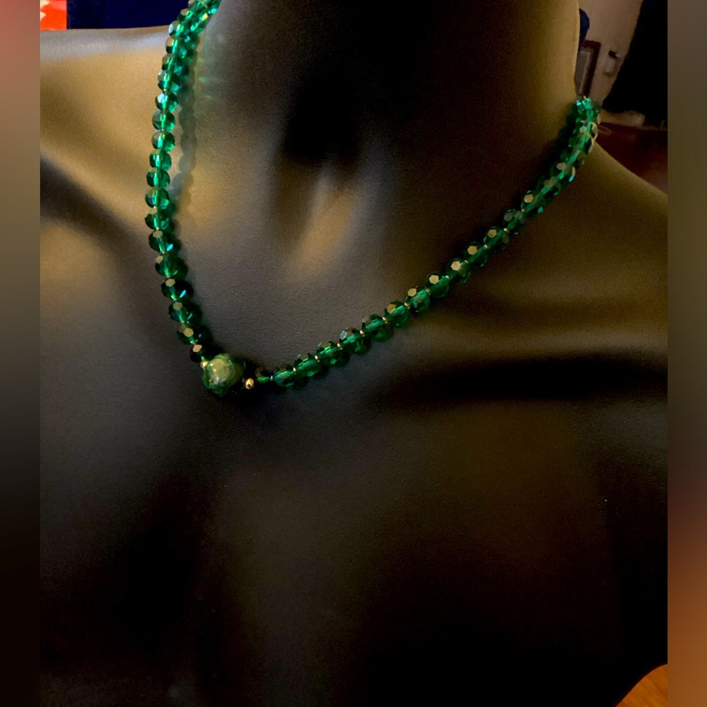Men’s Vintage Malachite N Crystal Necklace